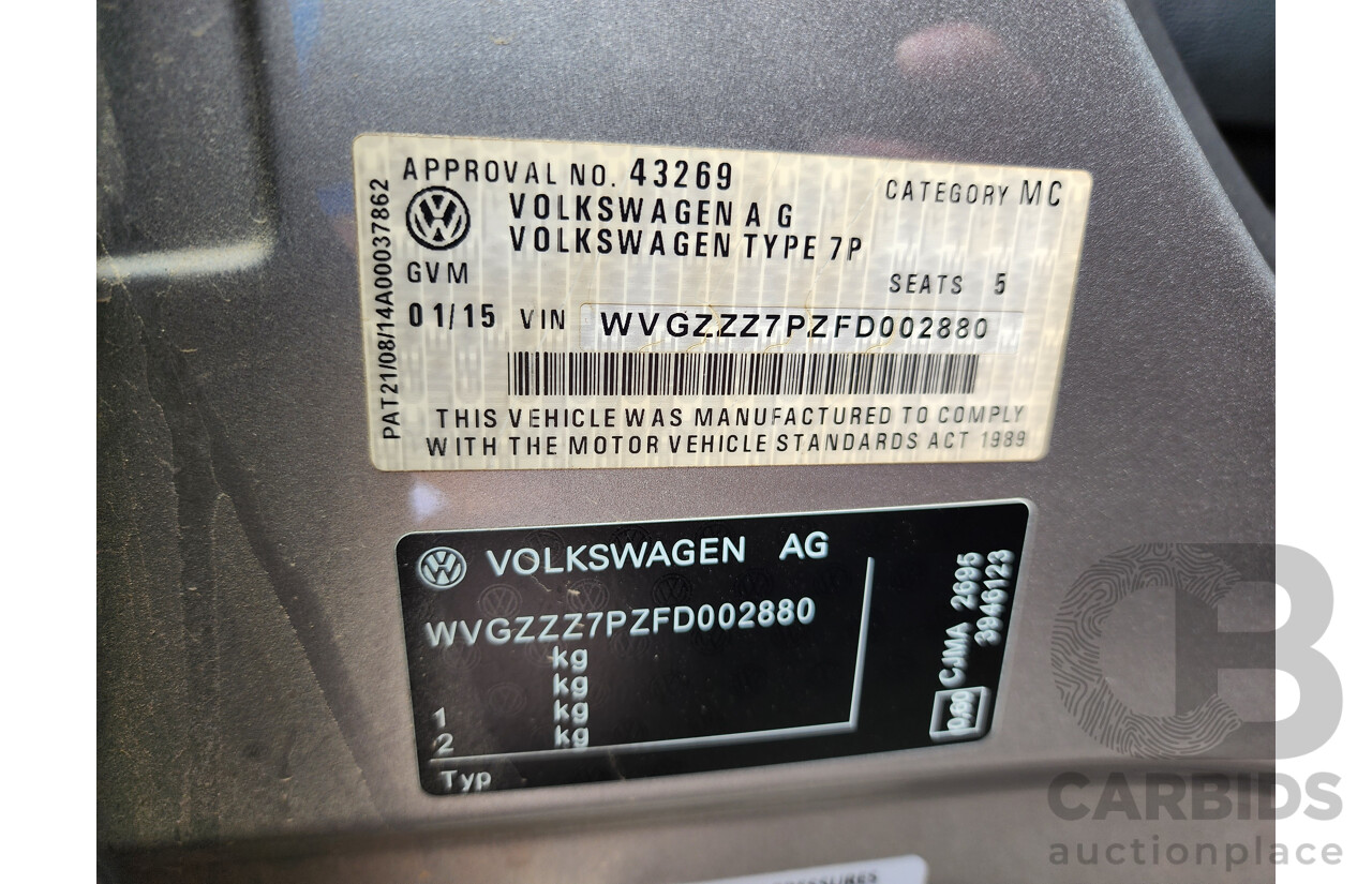 1/2015 Volkswagen Touareg 150 TDI 7P MY15 4d Wagon Silver 3.0L