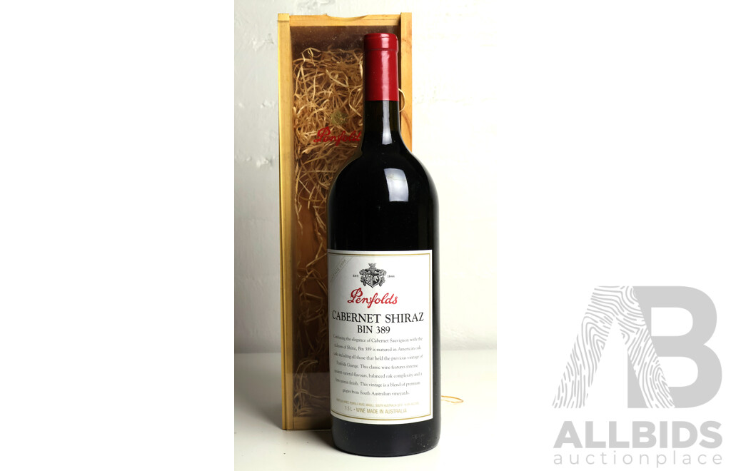 Boxed Penfolds Bin 389 Cabernet Shiraz Vintage 1998 Magnum