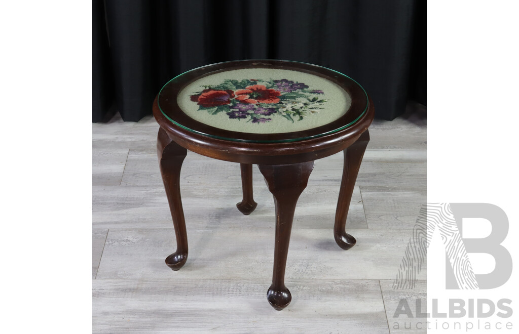 Mahogany Glass Top Occasional Table