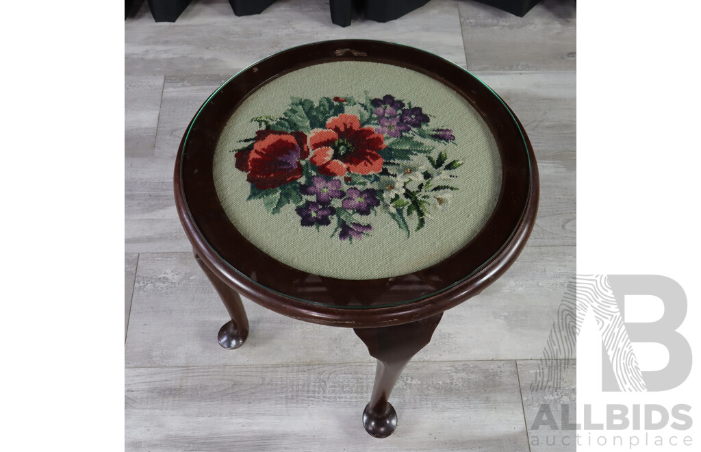 Mahogany Glass Top Occasional Table