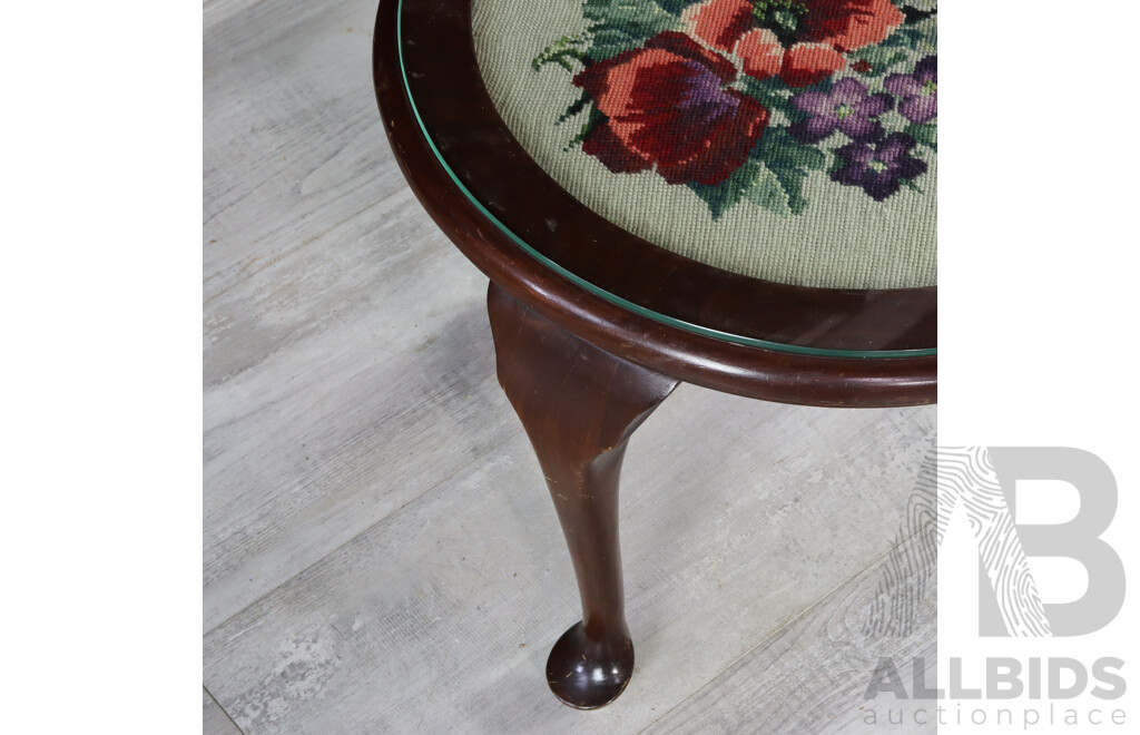 Mahogany Glass Top Occasional Table