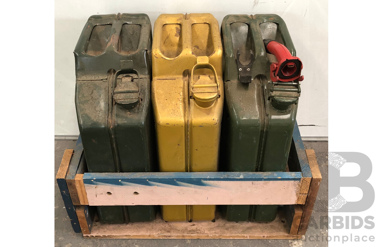 20 Litre Metal Jerry Cans - Lot of Three