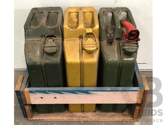 20 Litre Metal Jerry Cans - Lot of Three