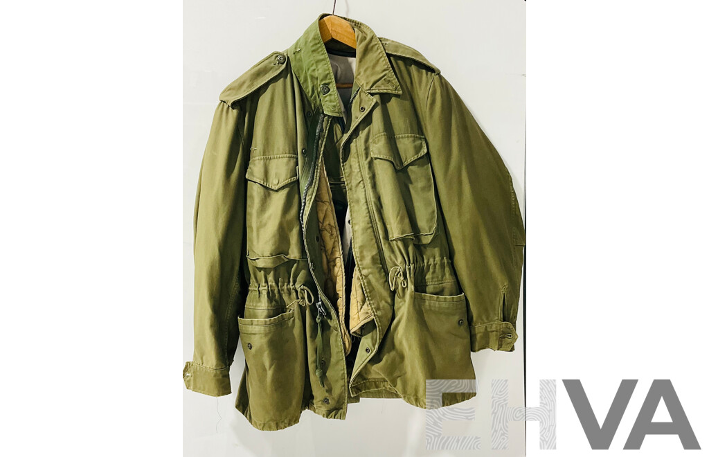 Vintage Army Jacket with Dectachable Lining Along with Hunting Vest
