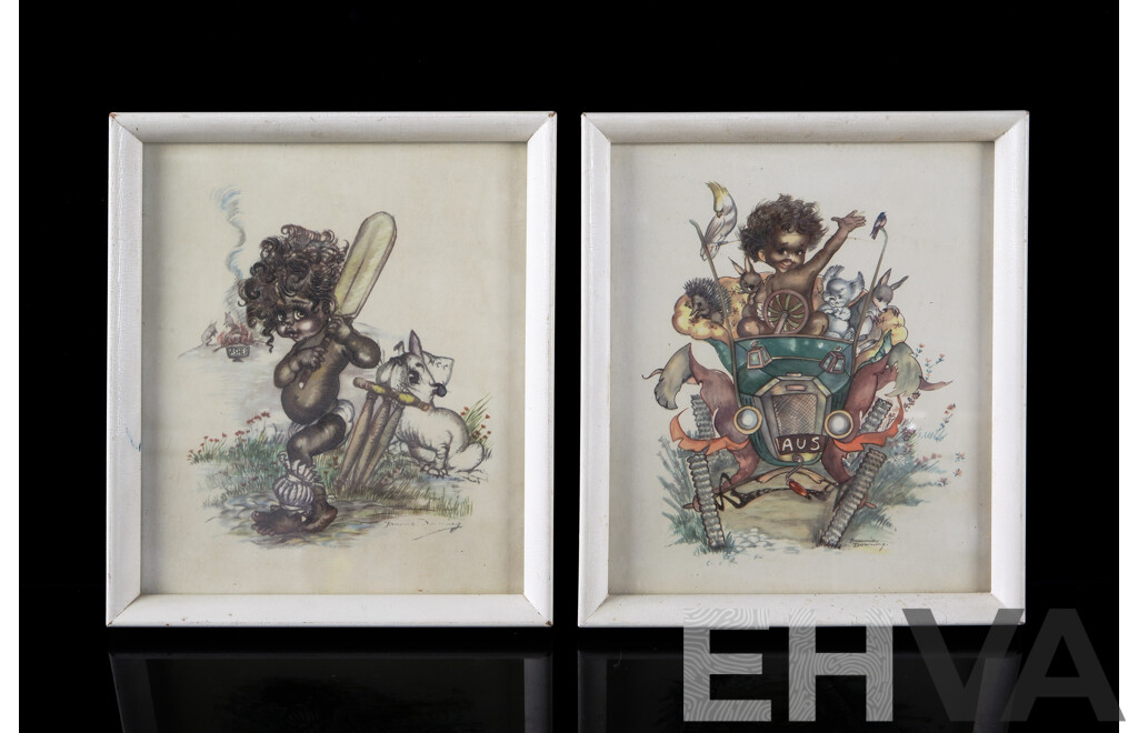 Two Framed Vintage Brownie Downing Offset Prints