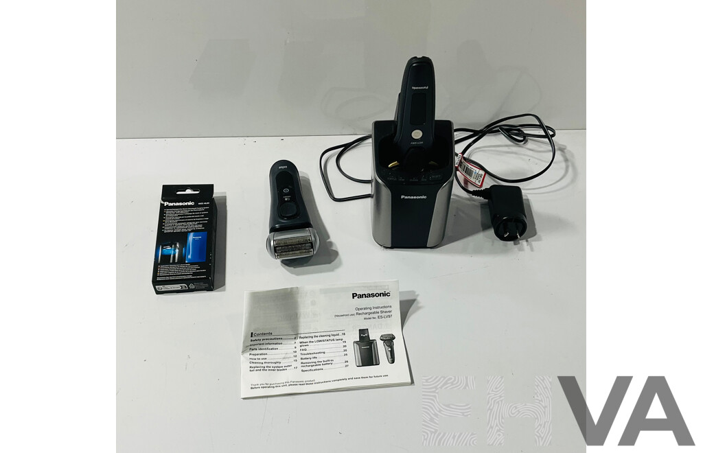 Collection of Electronic Shaving Gear Including Braun Series8 Wet&dry, Panasonic Rechargeable Wet/dry Shaver and Charger and Shaving Detergent