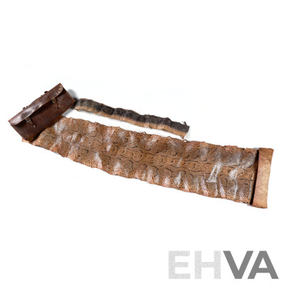Vintage Large Python Skin with Leather Satchel Along with Another Non Tanned Dryed Example