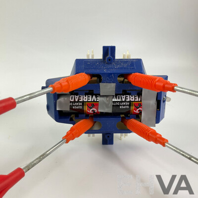Vintage Pressed Steel Lincoln International Orbitoy, Yonezawa Delta 55 Lunar Explorer, Shelcore Train Loop