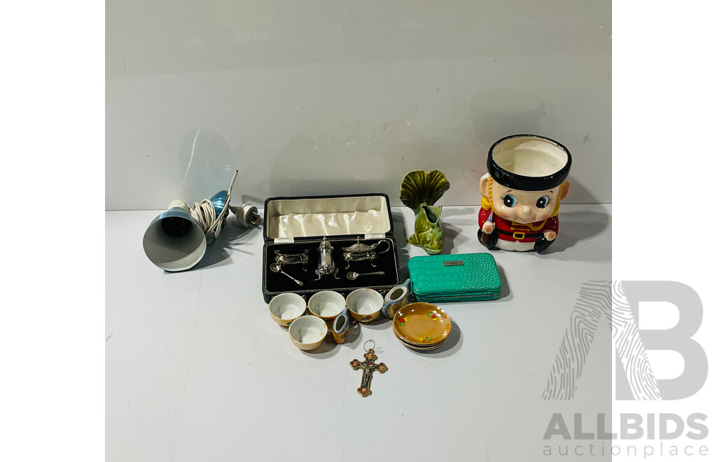 Collection Items Including Silver Plate Salt & Pepper Set in Original Case and More