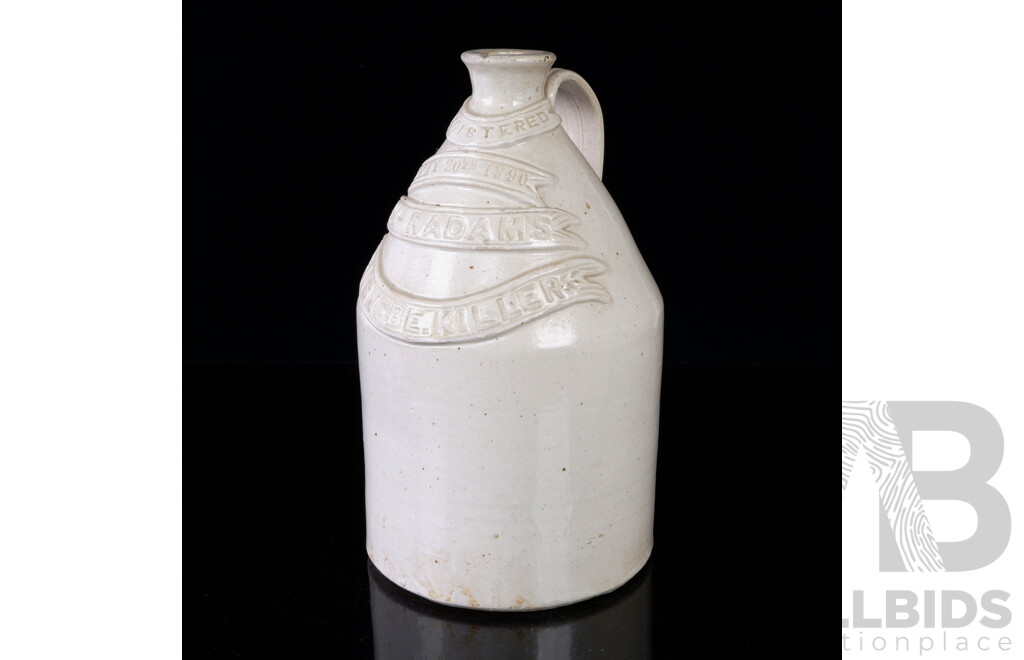 Antique Salt Glazed Stoneware W M Radam's Microbe Killer Bottle, 1890s