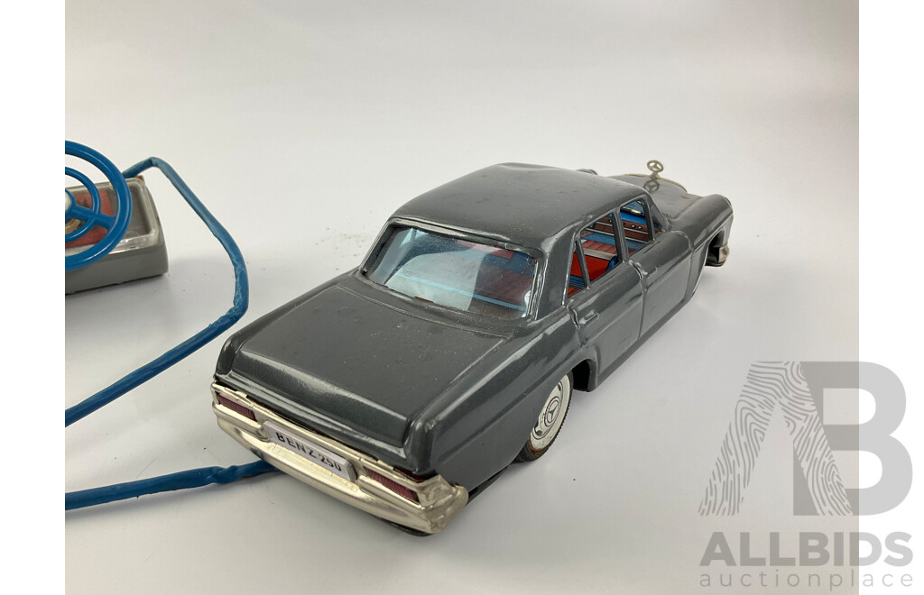 Vintage Bandai Pressed Steel Remote Controlled Mercedes Benz 250 Sedan, Made in Japan