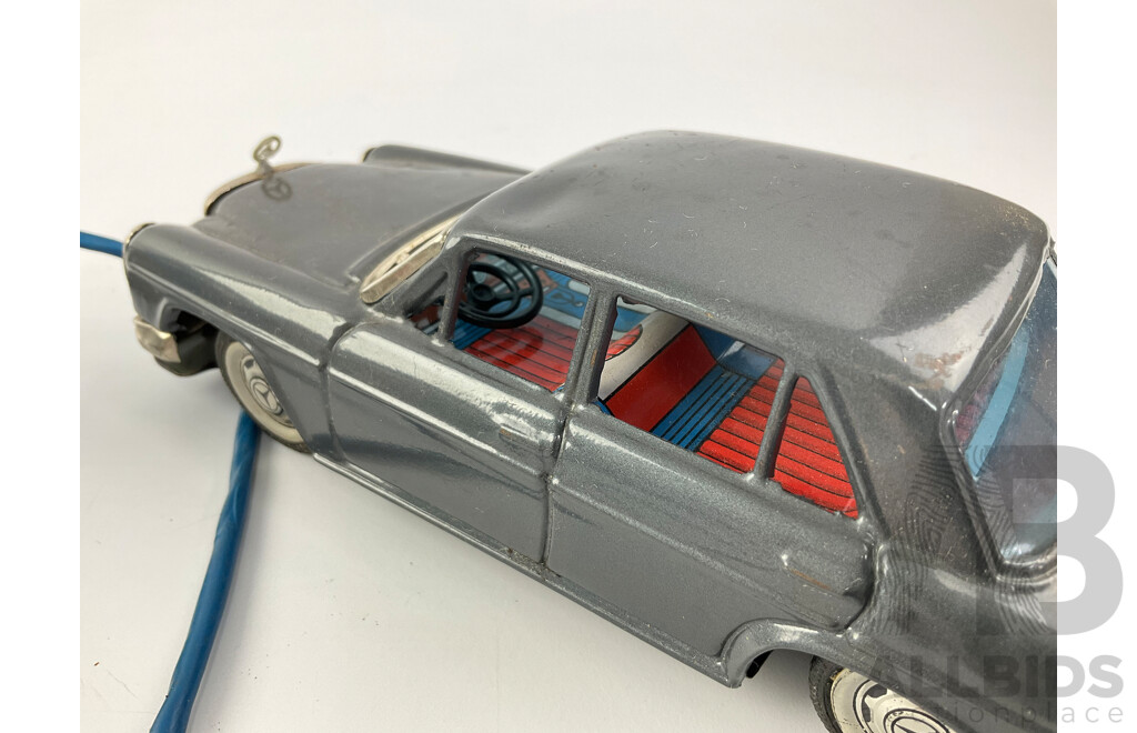 Vintage Bandai Pressed Steel Remote Controlled Mercedes Benz 250 Sedan, Made in Japan