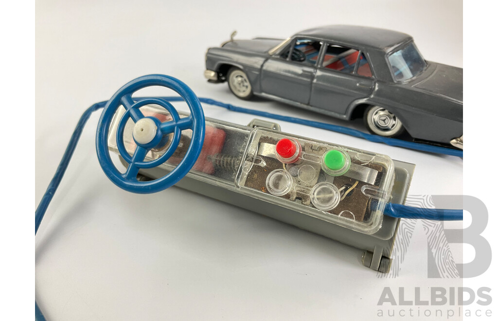 Vintage Bandai Pressed Steel Remote Controlled Mercedes Benz 250 Sedan, Made in Japan