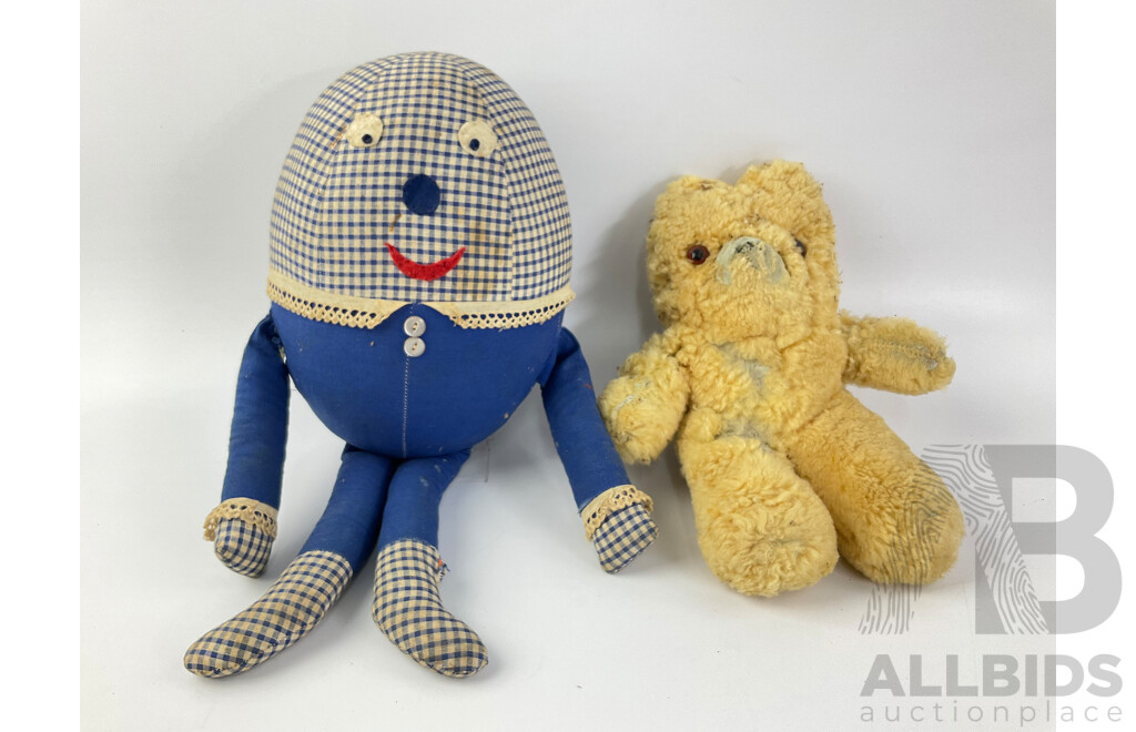 Vintage Humpty Dumpty, Plush Teddy Bear and Original Cuisenaire Numbers in Colour