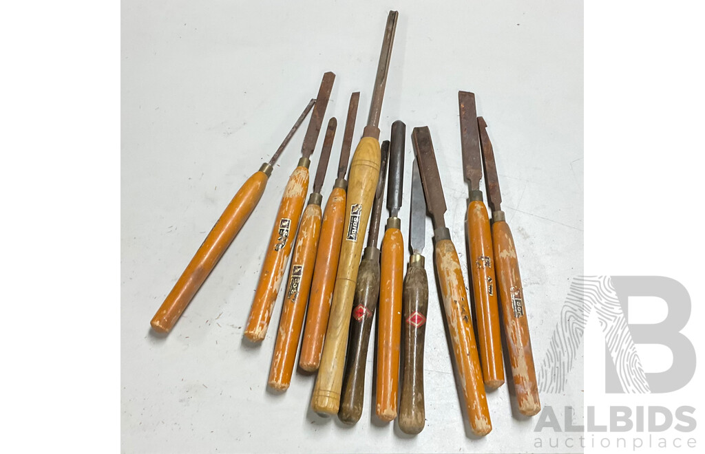 Collection of Sorby and Diamic Wood Lathe Tools