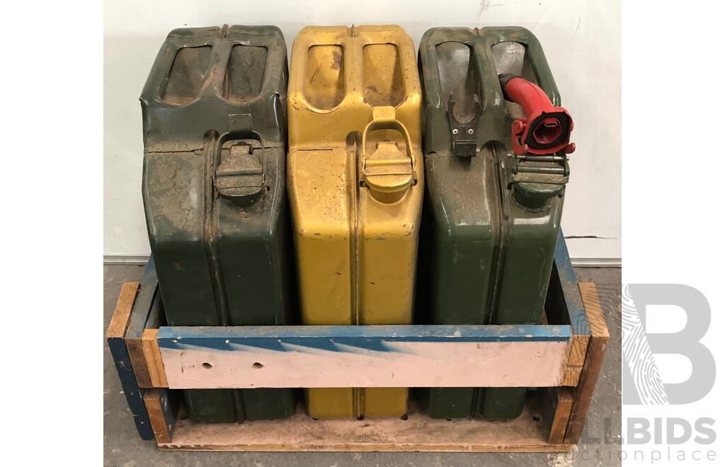 20 Litre Metal Jerry Cans - Lot of Three