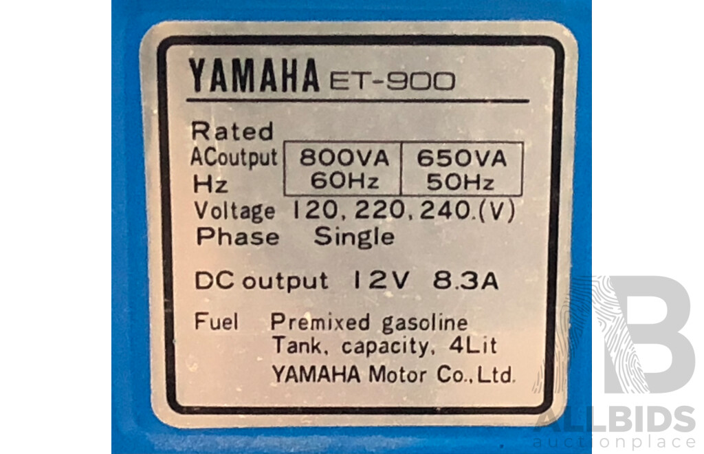 Yamaha ET900 Four Stroke Generator