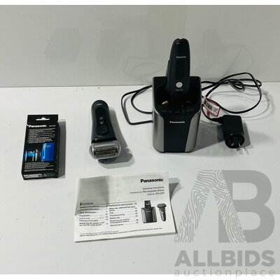 Collection of Electronic Shaving Gear Including Braun Series8 Wet&dry, Panasonic Rechargeable Wet/dry Shaver and Charger and Shaving Detergent