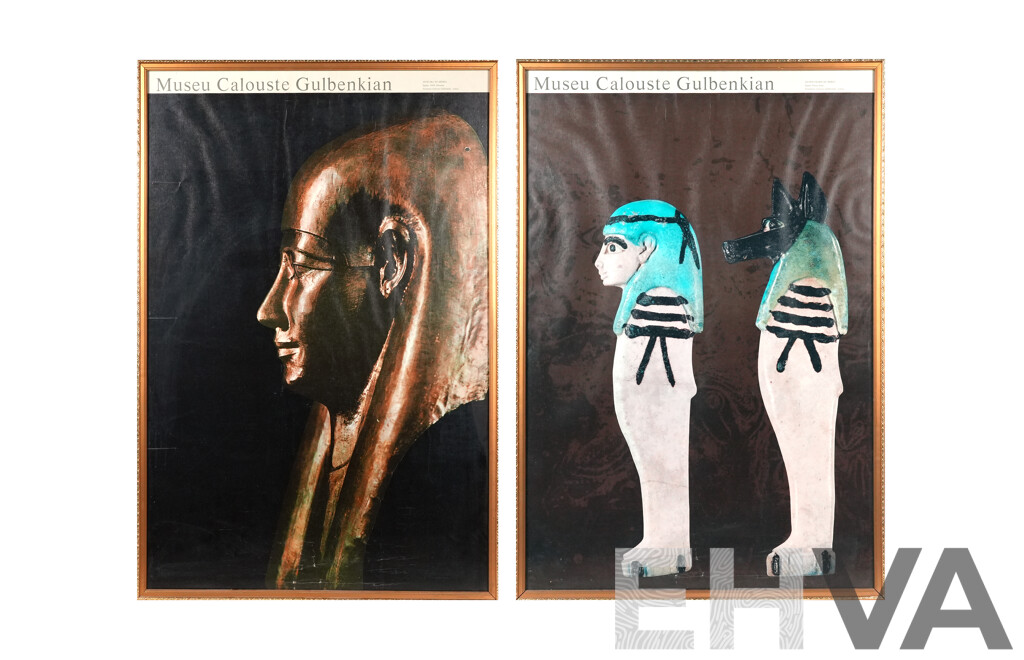 Museu Calouste Gulbenkian, 'Mummy Mask' and 'Genius Sons of Horus', Vintage Colour Poster Prints From Exhibition, 100 x 68 cm (frames) (2)