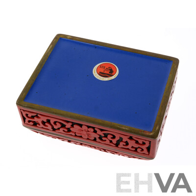 Chinese Carved Cinnabar Lidded Box with Floral Theme