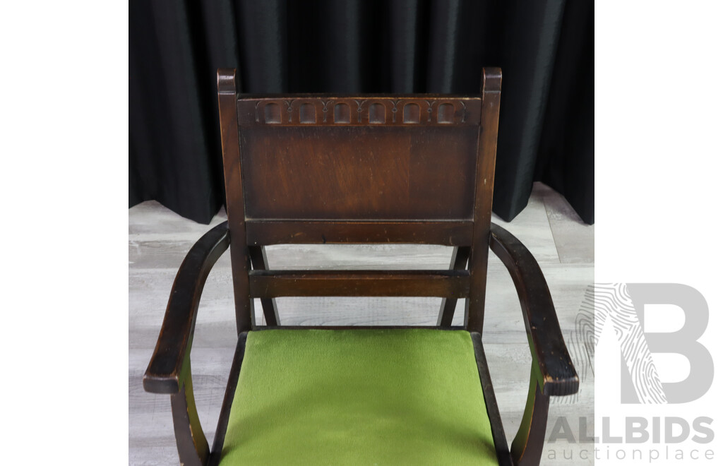 Antique Wooden Rocking Chair with Upholstered Seat