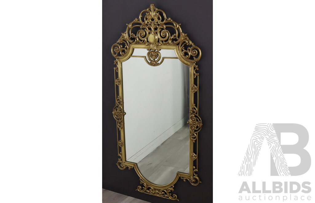 Large Ornately Framed Brass Mirror