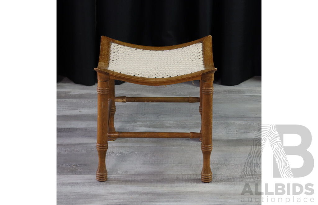 Small Elm Stool with Woven Top