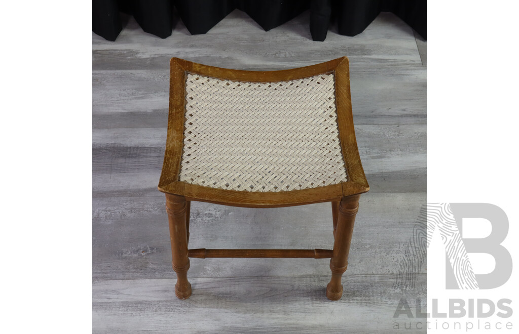 Small Elm Stool with Woven Top