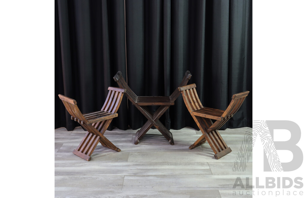 Trio of Timber Folding Stools