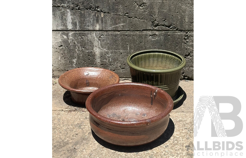 Set of Three Oudoor Ceramic Planters