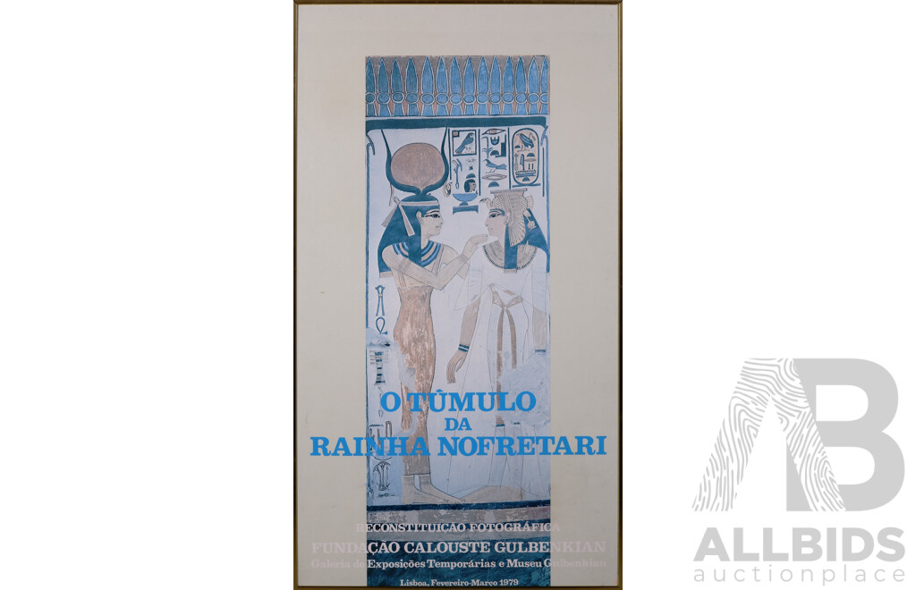 The Tomb of Queen Nofretari, Advertisement From Lisbon, Portugal (February and March of 1979), Reproduction Vintage Poster Print From Exhibition, 95 x 53 cm