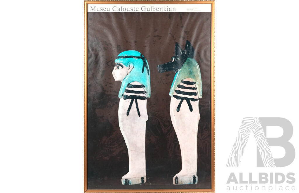 Museu Calouste Gulbenkian, 'Mummy Mask' and 'Genius Sons of Horus', Vintage Colour Poster Prints From Exhibition, 100 x 68 cm (frames) (2)