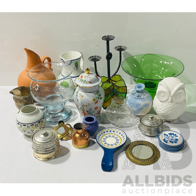 Collection Decorative PIeces Including Glass, Ceramic and More