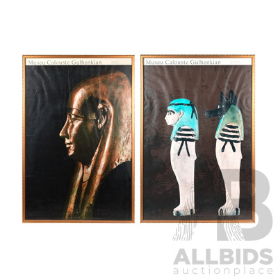 Museu Calouste Gulbenkian, 'Mummy Mask' and 'Genius Sons of Horus', Vintage Colour Poster Prints From Exhibition, 100 x 68 cm (frames) (2)