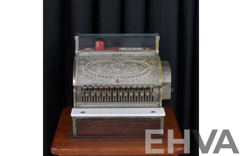 Vintage Brass Cased National per Decimal Cash Register