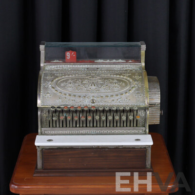 Vintage Brass Cased National per Decimal Cash Register