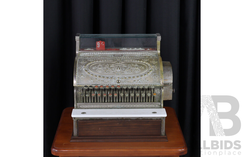 Vintage Brass Cased National per Decimal Cash Register