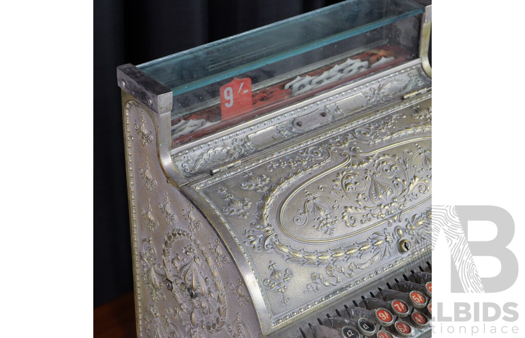 Vintage Brass Cased National per Decimal Cash Register