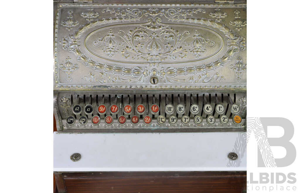 Vintage Brass Cased National per Decimal Cash Register