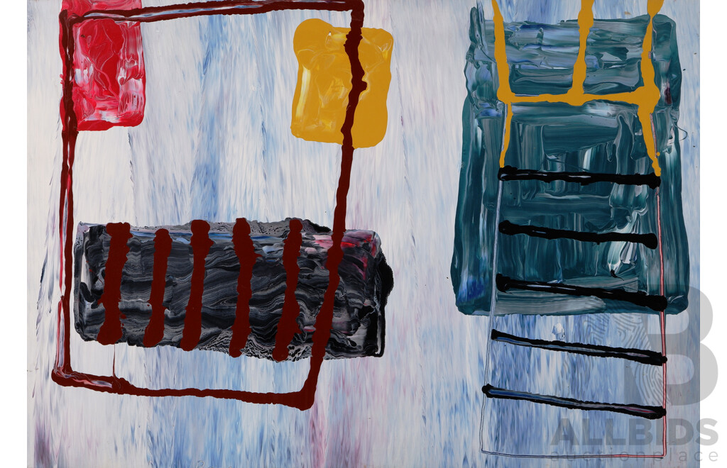 Yvonne Boag, (20th Century, Scottish-Born Australian, 1954-), Black Ladder, (2003), Acrylic on Canvas, 87 x 125 cm