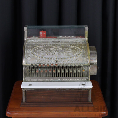 Vintage Brass Cased National per Decimal Cash Register