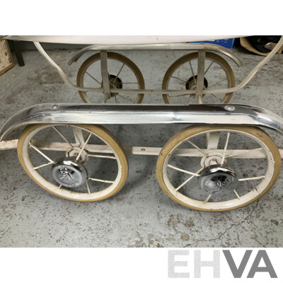 Vintage Cyclops Toy Pram with Original Decals and Hubcaps, Made in Australia