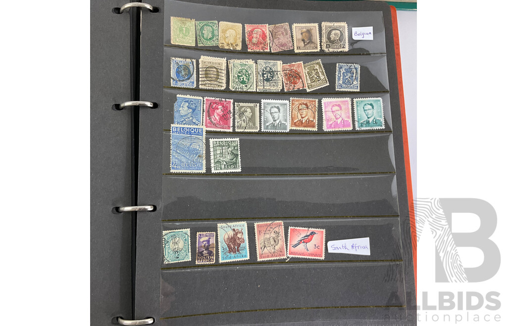 Three Albums of Antique and Vintage International Stamps Including Poland, Norway, UK, France, Germany, USA, Spain, Greece, China, Cuba, Egypt and More with Over Prints and Official, First Day Covers