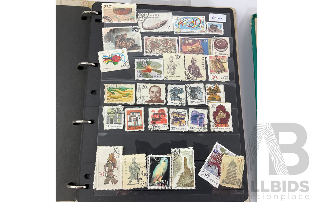 Three Albums of Antique and Vintage International Stamps Including Poland, Norway, UK, France, Germany, USA, Spain, Greece, China, Cuba, Egypt and More with Over Prints and Official, First Day Covers