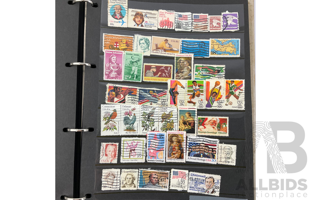 Three Albums of Antique and Vintage International Stamps Including Poland, Norway, UK, France, Germany, USA, Spain, Greece, China, Cuba, Egypt and More with Over Prints and Official, First Day Covers