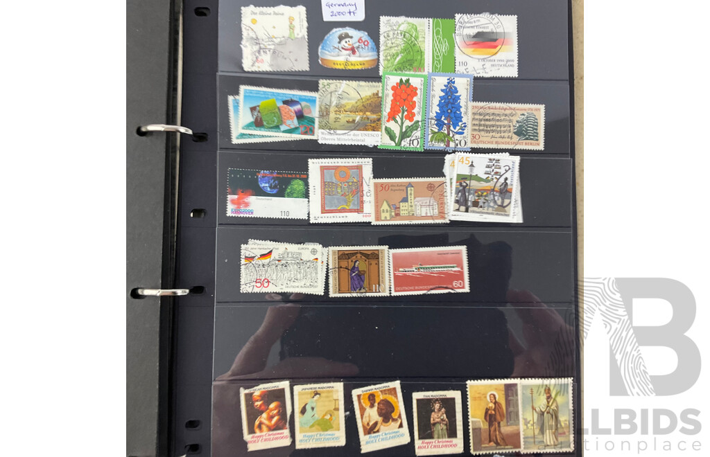 Three Albums of Antique and Vintage International Stamps Including Poland, Norway, UK, France, Germany, USA, Spain, Greece, China, Cuba, Egypt and More with Over Prints and Official, First Day Covers