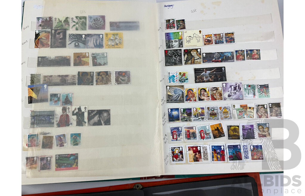 Three Albums of Antique and Vintage International Stamps Including Poland, Norway, UK, France, Germany, USA, Spain, Greece, China, Cuba, Egypt and More with Over Prints and Official, First Day Covers