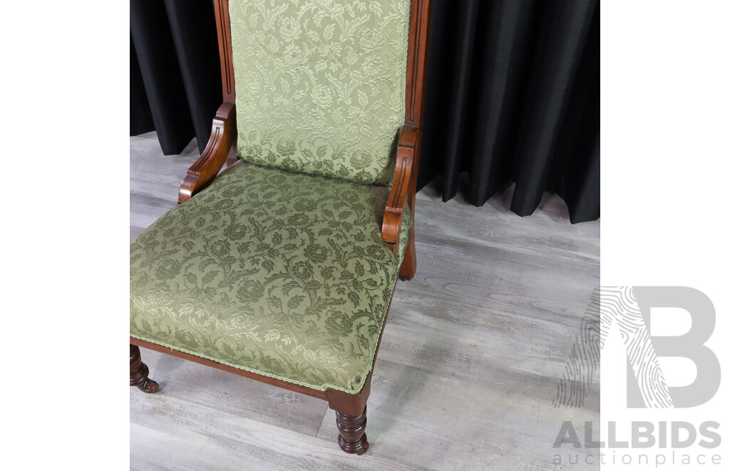 Pair of Edwardian Upholstered Grandmother/Grandfather Chairs