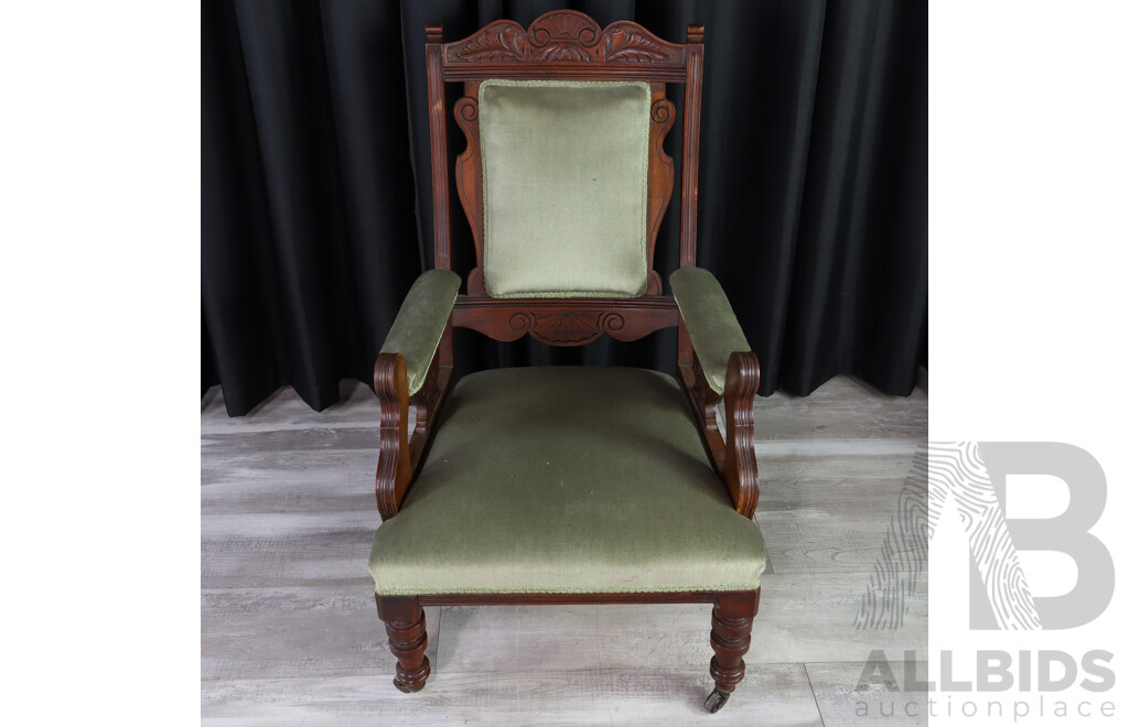 Pair of Edwardian Upholstered Grandmother/Grandfather Chairs