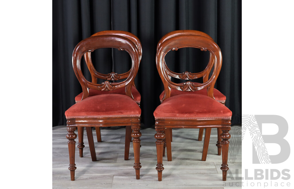 Set of Four Mahogany Balloon Back Dining Chairs